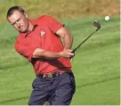  ?? ADAM CAIRNS/USA TODAY SPORTS ?? Team USA golfer Jordan Spieth hits from the 10th fairway during a practice round for the Ryder Cup on Tuesday at Marco Simone Golf and Country Club in Rome.