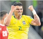  ?? Picture: Getty. ?? Thiago Silva celebrates his goal against Serbia.