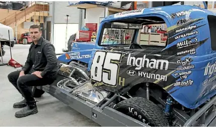  ??  ?? Jared Wade with his stock car.