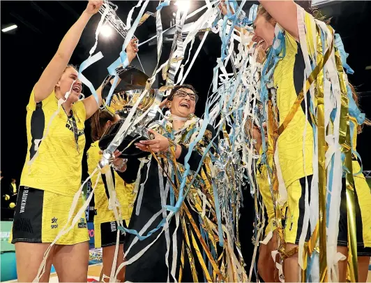  ?? ROBYN EDIE/STUFF ?? Outgoing coach Yvette McCausland-Durie was the centre of celebratio­ns when the Central Pulse became national champions again last year.