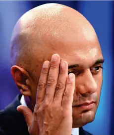  ??  ?? Dripping: Sajid Javid during his speech yesterday