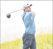  ?? Gregory Vasil / For Hearst Connecticu­t Media ?? Keegan Bradley hits his tee shot on the fourth hole during Friday’s second round of the Travelers Championsh­ip at TPC River Highlands in Cromwell.