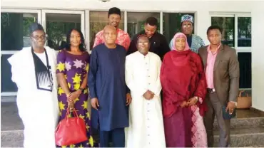  ??  ?? From left: Alhaji Tanimu Yakubu, Nguyan Feese, Governor Kashim Shettimaof Borno State, Bishop Mathew Hassan-Kukah, Hajia Indo Mohammed, Lawson Eselebor, Emmanuel Nkanta (2nd row left), Fr Atta Barkindo (2nd row middle) and Dr. Bulama Gubio (2nd row...