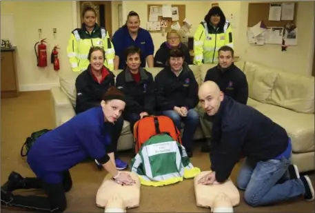  ??  ?? Una Kelly, John Summers, Brian Higgins, Joanne McDonald, Denise Guilfoyle, Bernie Breen, Amanda Bradley, Charlotte Wolohan, Jackie Keogh and Vicky O’Leary from Arklow Community First Responders at a training session.