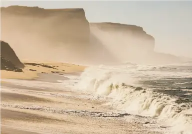  ?? Photos by Mason Trinca / Special to The Chronicle 2017 ?? Waves crash along Martins Beach near Half Moon Bay. Vinod Khosla bought the property for $32.5 million.