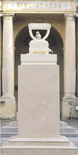  ?? ?? ‘Siġġu’, a sculpture by renowned artist Austin Camilleri was placed in front of Queen Victoria’s iconic monument in Valletta in connection with the Malta Biennale, which starts this week. PHOTO: MATTHEW MIRABELLI