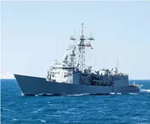  ?? EU Naval Force ?? An EU Naval Force warship on patrol as part of a counterpir­acy operation in the Middle East region