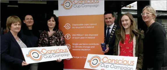  ??  ?? At the launch of the Conscious Cup Campaign in The Irish National Heritage Park, from left: Cllr Barbara Ann Murphy, Cliona Connolly (Wexford County Council), Sorcha Kavanagh (Conscious Cup Campaign), Co Council Chairman John Hegarty, Nadya Doyle...