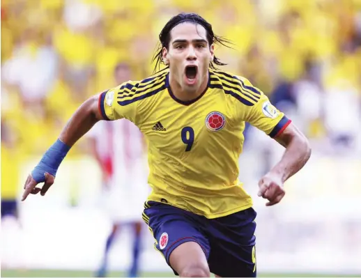  ??  ?? Radamel Falcao celebrates after scoring a goal for Colombia.