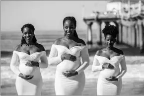  ??  ?? These three sisters are pregnant at the same time: from left, Onyeka Ufere, Chika Okafor, and Ogechi Babalola. (Photo: Yahoo Lifestyle)