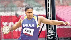  ?? AP ?? India discus thrower Kamalpreet Kaur tested positive for an anabolic steroid. The case was announced on Wednesday, nine months after she finished sixth at the Tokyo Olympics.