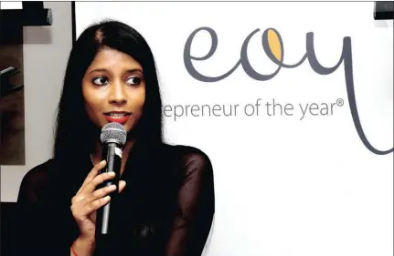  ?? PICTURES: TERRY HAYWOOD ?? Programme director Janeesha Perumal launches the Entreprene­ur of the Year awards.