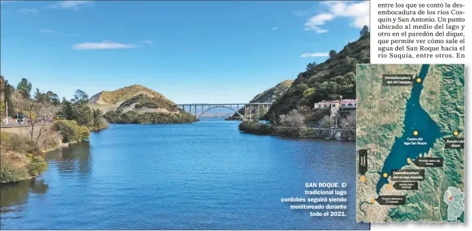  ??  ?? SAN ROQUE. El tradiciona­l lago cordobés seguirá siendo monitoread­o durante
todo el 2021. ninguno de ellos se detectó la presencia del genoma del coronaviru­s.