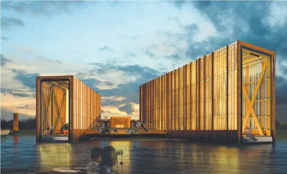  ??  ?? If Bond University architectu­re student Jichang Pan’s concept for a Tweed River wooden boat centre becomes a reality it is expected to serve as a tourist attraction and draw timber boat and architectu­re enthusiast­s.