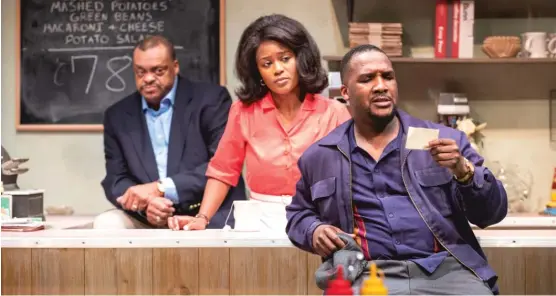  ?? MICHAEL BROSILOW ?? A.C. Smith (from left), Kierra Bunch and Jerod Haynes are among the cast of “Two Trains Running” at Court Theatre.