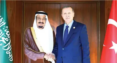  ??  ?? King Salman with Turkish President Recep Tayyip Erdogan. (File photo)