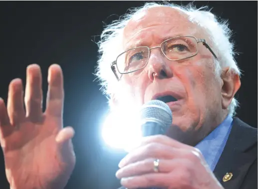  ?? (Jonathan Ernst/Reuters) ?? DEMOCRATIC US presidenti­al candidate Senator Bernie Sanders rallies with supporters in Myrtle Beach, South Carolina, earlier this week.