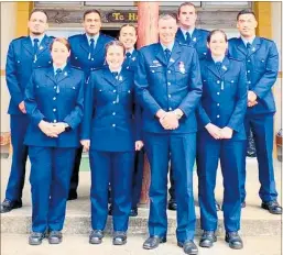  ?? PICTURE / NZ POLICE ?? Northland District Commander Superinten­dent Tony Hill with the latest reinforcem­ents for the region’s police. At the back — John Walters, Fred Young, Jeneum King, Nicholas Ross and Puhi Rudolph. In front — Jasmine Jones, Hannah Goodmon and Rochelle Edwards.