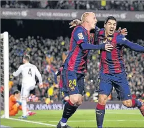  ?? ALEX GARCIA ?? Mathieu y Suárez, los dos goleadores en el Camp Nou el año pasado