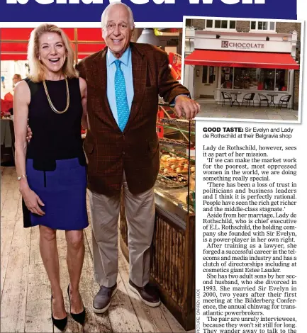  ??  ?? GOOD TASTE: Sir Evelyn and Lady de Rothschild at their Belgravia shop