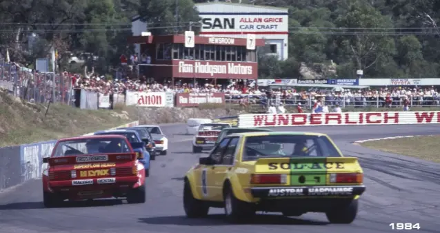  ??  ?? 1984 Amaroo Park’s AMSCAR Series gave the Group C touring car privateers the chance to mix it with the big boys live on national television.