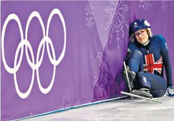  ??  ?? Crash landing: Elise Christie’s hopes in the 1000m short track speed skating heats at the 2018 Winter Olympics were dashed after a painful fall