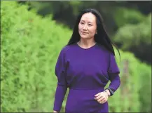  ?? DON MACKINNON / AFP ?? Huawei Chief Financial Officer Meng Wanzhou leaves her Vancouver home on Aug 18, 2021, to attend the last extraditio­n hearing in British Columbia Supreme Court. The US Justice Department has dropped all charges against her.