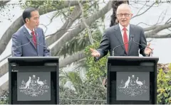  ??  ?? Australian Prime Minister Malcolm Turnbull and Indonesian President Joko Widodo hold a joint news conference in Sydney in February last year.