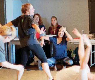  ?? [PHOTO BY DOUG HOKE, THE OKLAHOMAN] ?? Director Kate Brennan watches Oklahoma City University undergrads rehearse Oct. 14 for the all-female production of “Lord of the Flies.”