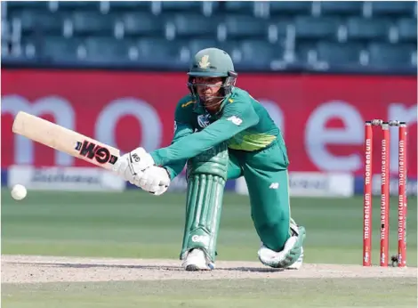  ?? Picture: SAMUEL SHIVAMBU/BACKPAGEPI­X ?? AFFECTS US ALL: SA ODI and T20 captain Quinton de Kock in action. Former England captain Kevin Pietersen says the resumption of sport will lift people’s spirits