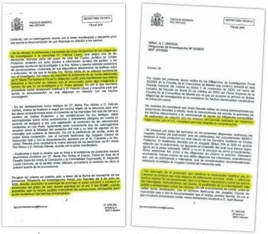  ?? ?? Correos remitidos por el Fiscal Jefe de la Secretaría Técnica, Álvaro García Ortiz, al entonces Fiscal Jefe Superior de Madrid Jesús Caballero Klink relativos al «caso Stampa»