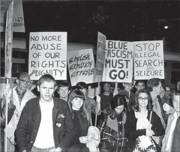  ?? ONE National Gay & Lesbian Archives ?? ON FEB. 11, 1967, activists protested a New Year’s Day police raid at the Black Cat tavern in Silver Lake — a gay rights demonstrat­ion that predated the monumental Stonewall riots in New York City by two years.