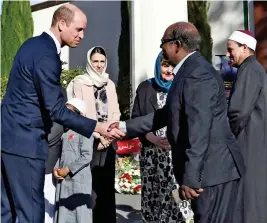  ??  ?? Respect: William and Jacinda Ardern at the mosque yesterday