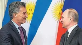  ?? (AP) ?? Encuentro. Macri y Putin compartier­on una reunión y después hablaron con la prensa. Fue ayer, en Moscú.