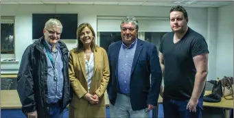  ??  ?? Speakers at the ‘Raise the Roof’ public meeting Pat Fallon (Forsa), Denise Curran (Mandate), Padraig Peyton (Siptu) and Corey Whyte (Unite).