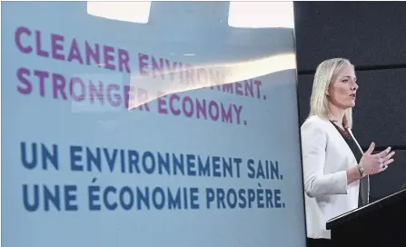  ?? JUSTIN TANG THE CANADIAN PRESS ?? Minister of Environmen­t and Climate Change Catherine McKenna says Ottawa could give carbon tax revenues back to Ontario residents instead of the provincial government. Progressiv­e Conservati­ve Leader Doug Ford wants to scrap Ontario’s cap-and-trade...