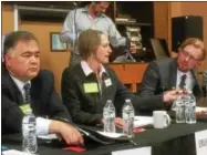  ?? PAUL POST - PPOST@DIGITALFIR­STMEDIA.COM ?? From left, Ron Kim, Emily Martz and Patrick Nelson are among eight Democrats to take part in a congressio­nal candidates forum on Sunday. Kim is a former Saratoga Springs public safety commission­er. Martz previously taught at Paul Smith’s College....