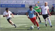  ?? HERALD FILE ?? North Salinas High School's Francisco Ramos (2), shown here earlier this season, scored the winning goal for the Vikings in their NorCal playoff opener.