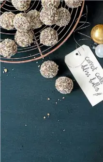  ??  ?? Children and adults will love eating these carrot cake bliss balls.