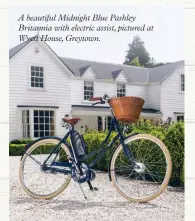  ??  ?? A beautiful Midnight Blue Pashley Britannia with electric assist, pictured at Wyett House, Greytown.