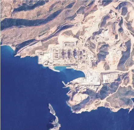  ?? PLANET LABS PBC VIA AP ?? A satellite image shows the Akkuyu nuclear power plant under constructi­on on Turkey’s southern Mediterran­ean coastline. The size of the devastatin­g Feb. 6 earthquake sharpened existing concerns about the facility being built on the edge of a major fault line.