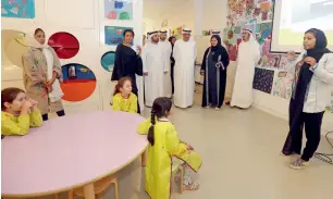  ?? Photo by Dhes Handumon ?? Officials of Enoc and Al Jalila Cultural Centre for Children tour the centre in Dubai. Enoc will contribute over Dh1.3 million for the programme to encourage orphans. —