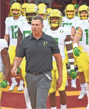  ?? JAYNE KAMIN-ONCEA/USA TODAY SPORTS ?? Mario Cristobal had a 27-47 record at Florida Internatio­nal but is now looking to make the College Football Playoff at Oregon.