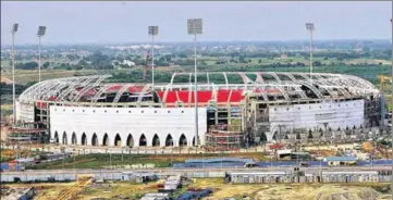  ?? SUBHANKAR CHAKRABORT­Y/HT ?? Bird’seye view of the Ekana stadium which will become the 22nd venue to host a T20 Internatio­nal in India.