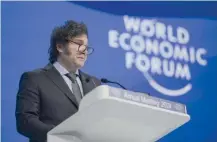  ?? / AP ?? Javier Milei, durante su intervenci­ón en el Foro Económico de Davos.