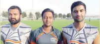  ??  ?? Raha star performers (from left) Abdul Rehman (67 runs of 30 balls) Sultan Ahmed (77 not out) and Junaid Jan (48)