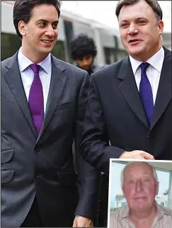  ??  ?? Labour’s taxmen: Ed Miliband and Ed Balls. Inset, Michael Jeffery