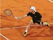  ?? Julian Finney / Getty Images ?? Diego Schwartzma­n beat his friend, Dominic Thiem, on Tuesday to reach the French Open semifinals.