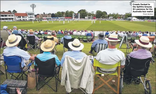  ?? Picture: Ady Kerry ?? Crowds flocked to the Spitfire Ground, St Lawrence, for the Australia tour match