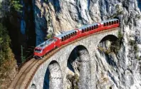  ?? Foto: Peter Donatsch, Rhätische Bahn ?? Beindrucke­ndes Panorama: Wenn der Bernina Express sich durch das Alpenmassi­v schlängelt, entstehen traumhafte Bilder.